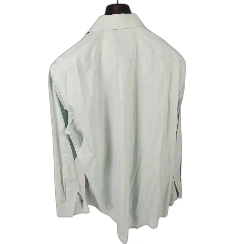 Men’s Kirkland Signature Dress Shirt Mint Green 17.5 36 Non-Iron Cotton